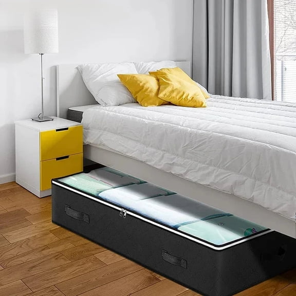 Heavy-duty under-bed storage bag Foldable storage box with large transparent window suitable for closets Dorm bedding clothes