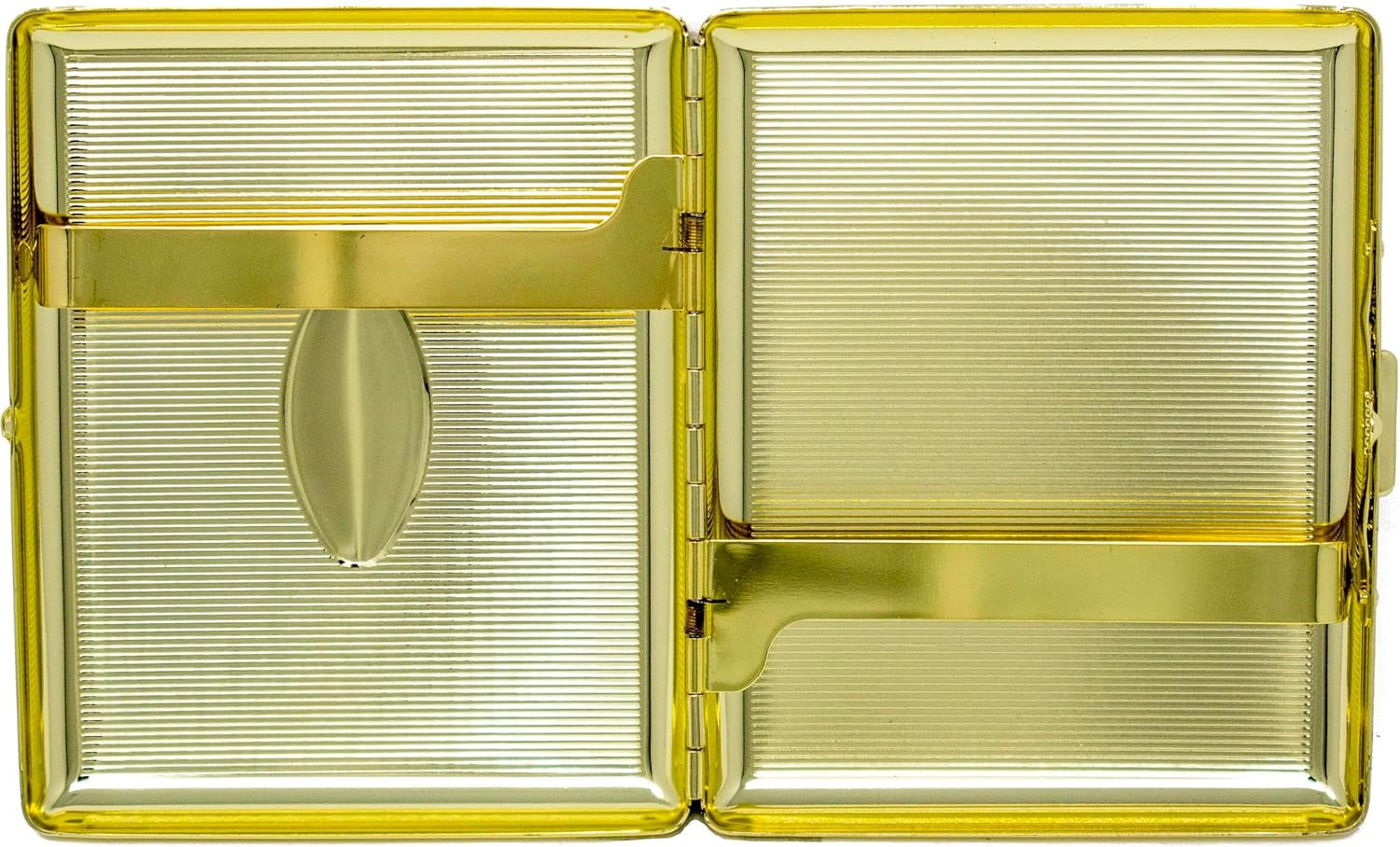 Set of 2 Metal-Plated 100s Cigarette Case & Stash Box (Gold Oval)