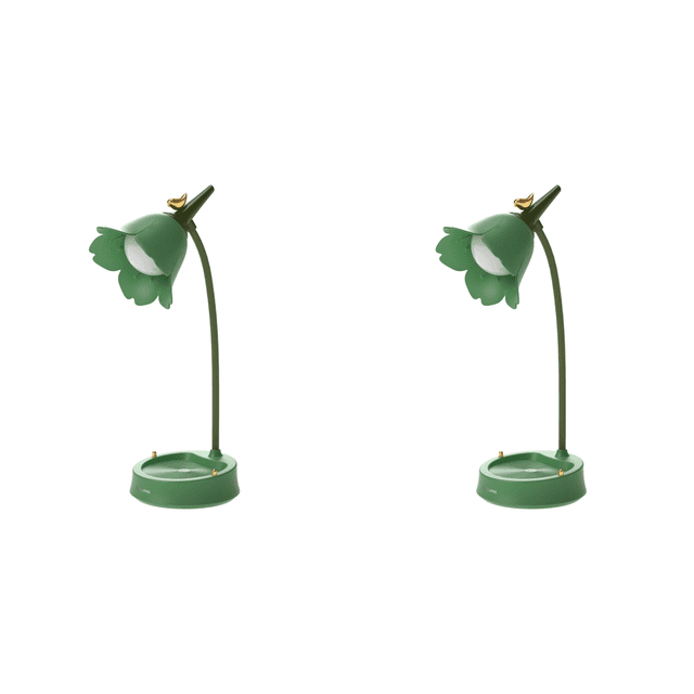 Lámpara de escritorio LED de mesa con atenuación continua, luz nocturna con protección para los ojos y flores, color verde