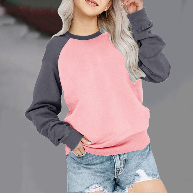 Aboser Chemises à Manches Longues pour Enfants Filles Hauts en Coton Raglan 4-12 Ans T-Shirt Col Rond Unisexe Garçons Filles Pull Ample Basique