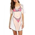 thumbnail image 1 of Vestido playero holgado de manga corta para mujer, con estampado de bikini, ideal para usar en la playa, color rosa (talla S), 1 of 5