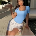 thumbnail image 4 of Summer Women's Yoga Jumpsuit Ribbed Short Sleeve Sports Jumpsuit, 4 of 6