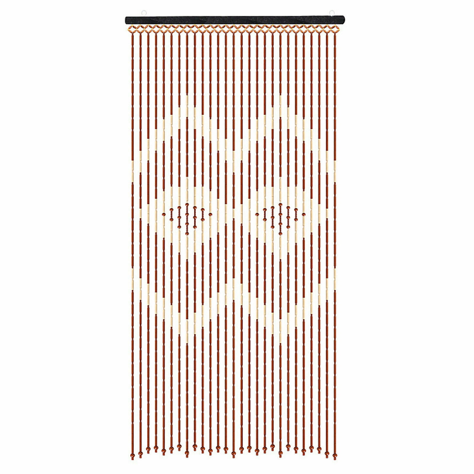 Natural Wood Bamboo Beaded Curtain Fly Screen Bedroom  Bath Doorway Vintage Porch Divider