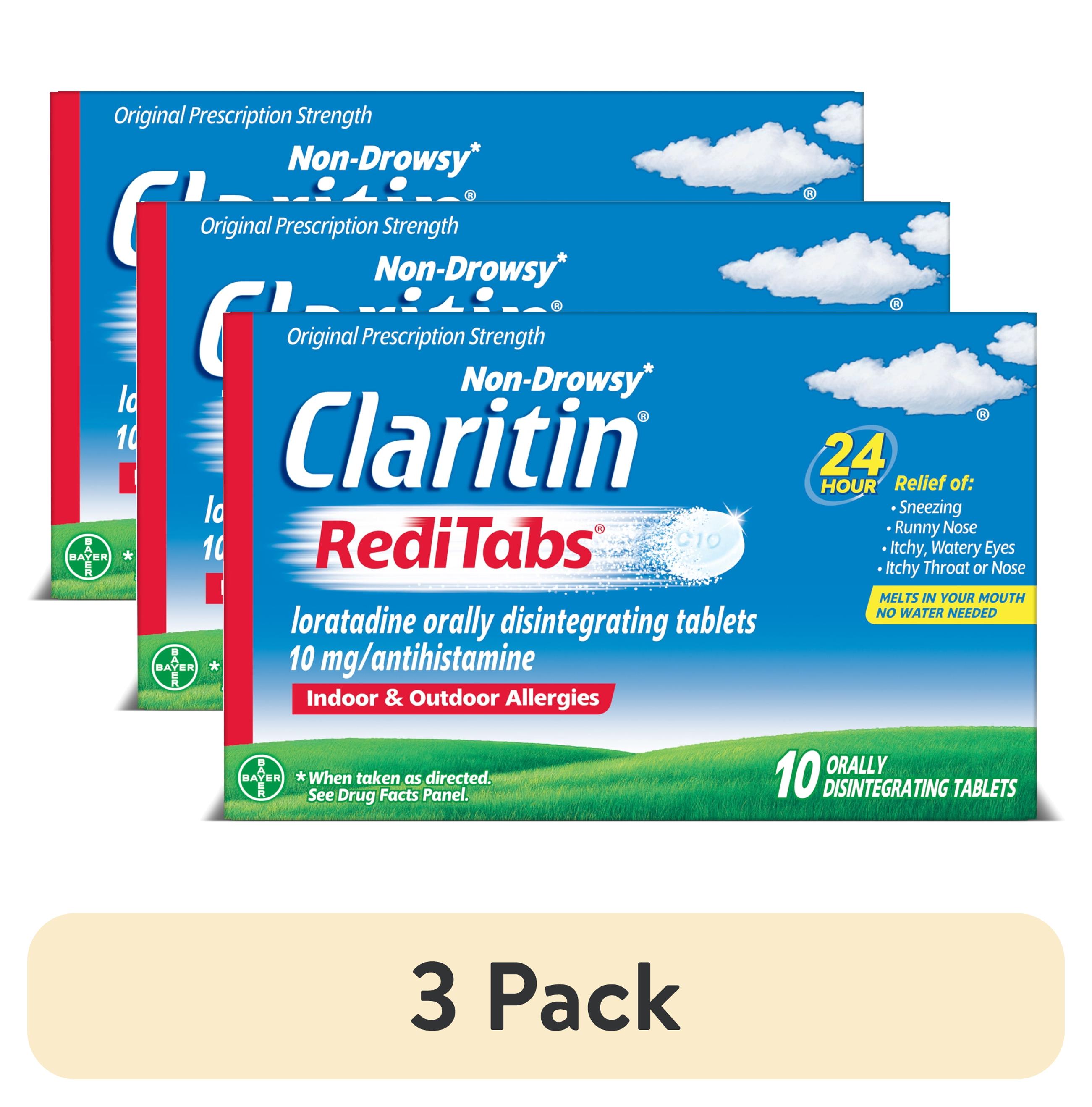 (3 pack) Claritin RediTabs 24 Hour Non-Drowsy Allergy Medicine, Loratadine Antihistamine Tablets, 10 Ct