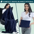thumbnail image 2 of Travel Blanket Pillow, Soft Airplane Blanket 2-IN-1 Combo Set, Plane Blanket Compact Packable, Flight Essentials Car Pillow, Travelers Gifts Accessories Luggage Backpack Strap, 60x43 Navy Blue, 2 of 2