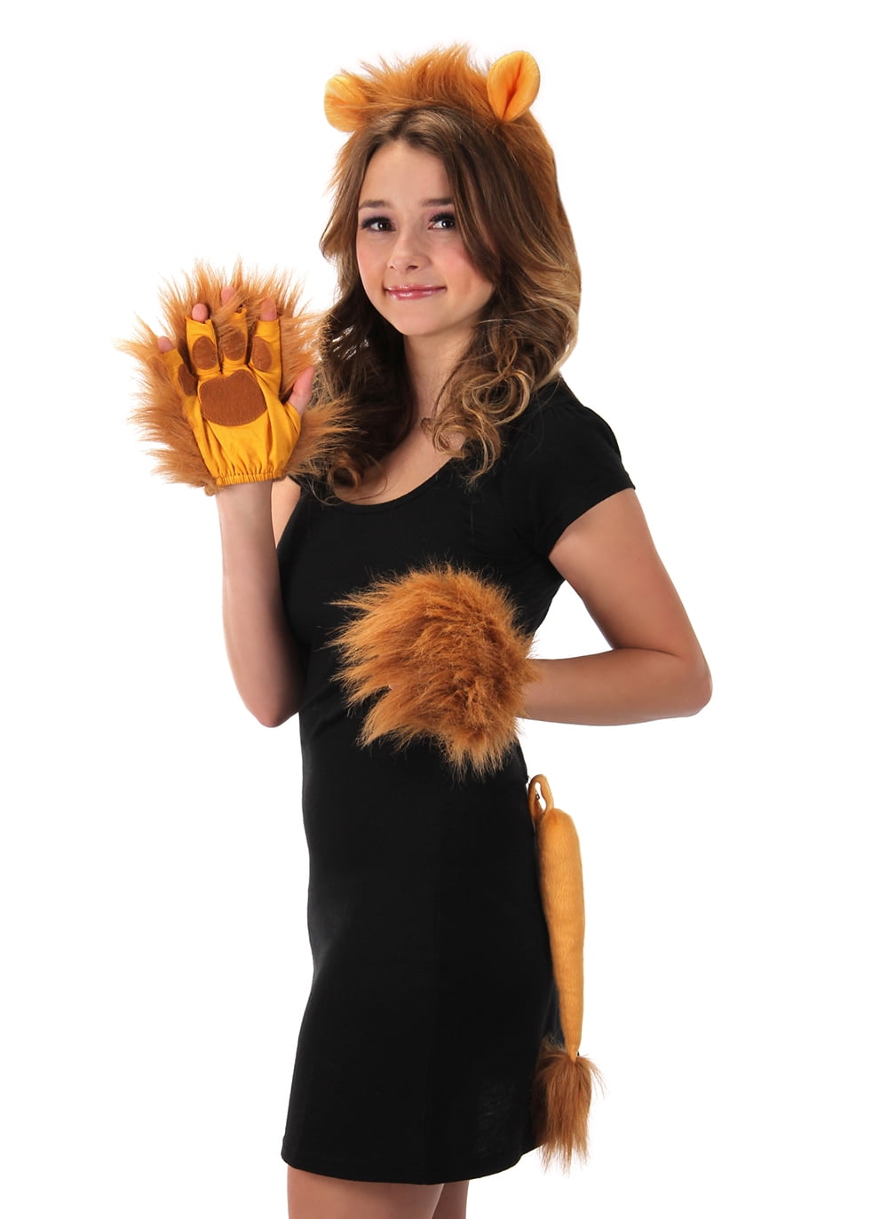 Lion Ears & Tail Soft Gold Fancy Dress Kids & Adults Unisex One Size Costume Set 