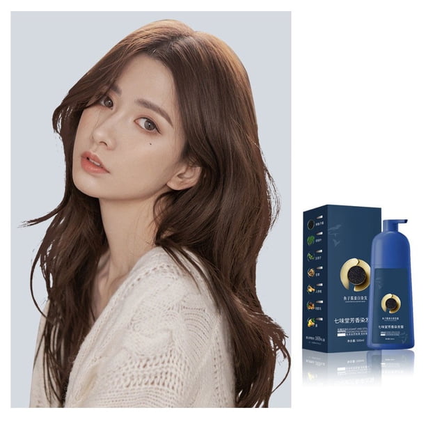 Pisexur Belleza Maquillaje Crema para teñir el cabello con proteína de caviar Qiweitang, que cubre las canas sin dañar el cuero cabelludo (500 ml)para mujeres y hombres
