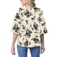 thumbnail image 3 of Anygrew Womens Tops Summer Blouses V Neck Batwing Sleeve Tops Tie Knot Chiffon Button Down Casual Blouse, 3 of 9