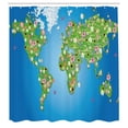 thumbnail image 3 of Ambesonne Map Shower Curtain, Daisy Lily Grass, 69"Wx70"L, Lime Green Blue, 3 of 5