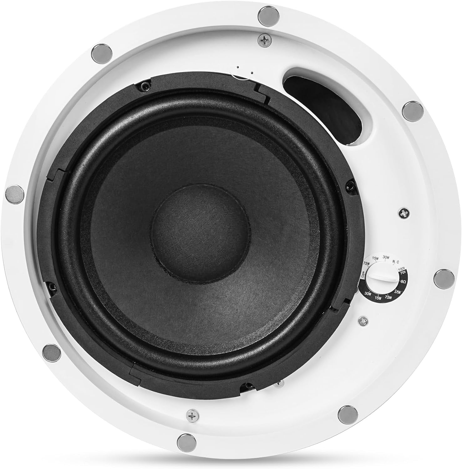 Sound Town Commercial Restaurant Bluetooth Amplifier + in-Ceiling Speaker Set, with One 6-Zone 70V/100V Amplifier with Bluetooth, 12 x Two-Way 8-Inch in-Ceiling Speakers, White (PAC180X12CS8N)