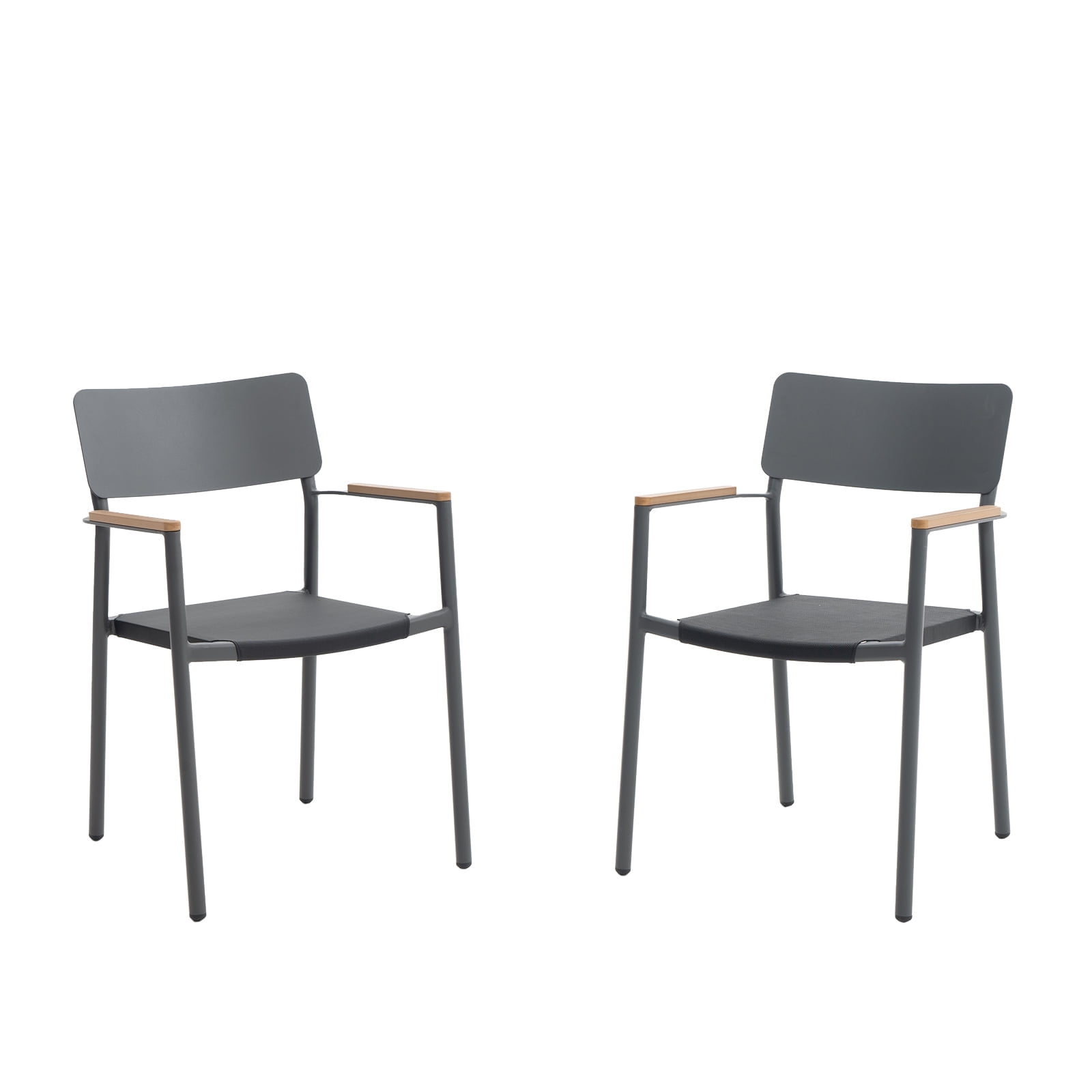 Solana Outdoor Aluminum Arm Dining Chairs in Cosmos Grey Finish - Set of 2  - Walmart.com