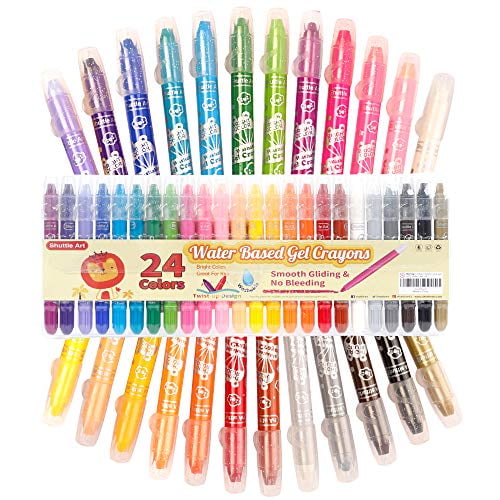 Download 24 Colors Gel Crayons for Toddlers, Shuttle Art Non-Toxic Twistable Crayons Set for Kids ...