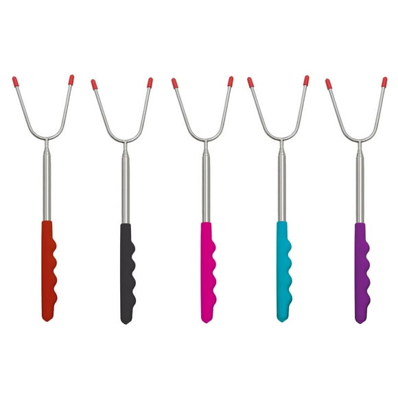 fsxdhpcsgfc Stainless Steel 85cm Telescopic Barbecue Fork U Shaped Barbecue Needle Outdoor BBQ Chicken Hot Dog Skewers for Grilling Feathers for Tall Vase Skewers for Grilling Double Prongs