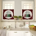 thumbnail image 2 of Merry Christmas Kitchen Curtains Tiers, Trees Xmas Tree Winter Red Black Buffalo Check Plaid Rod Pocket Valance Short Window Treatment Decor Curtains, 27.5"x24", 2 Panels, 2 of 5