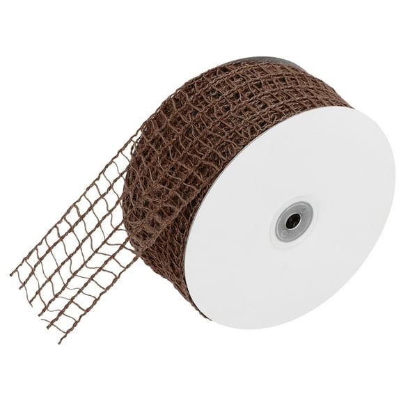 Uxcell Mesh Burlap Wired Ribbon, 2.5 Inch x 30 Yard Natural Jute Fabric Ribbons for Christmas Halloween Party Weddings DIY Crafts Brown