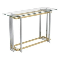 Pemberly Row Contemporary Metal and Glass Console Table Silver and Gold