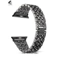 thumbnail image 3 of PULLIMORE Bling Replacement Bracelet iWatch Band Glitter Diamond Rhinestone Stainless Steel Metal Wristband Strap Apple Watch Band 38mm 42mm for Series 8/7/6/5/4/3/2/1 SE (Black), 3 of 9