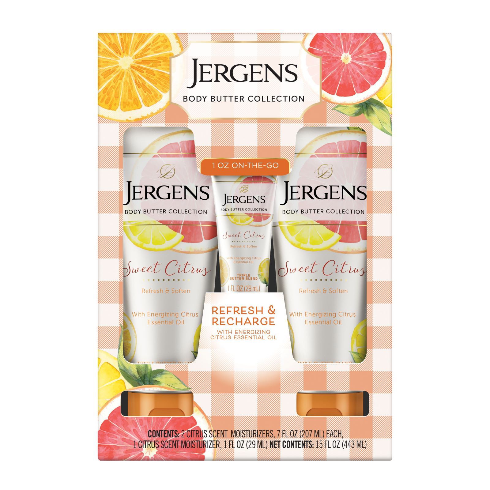 Jergens Body Butter Hand and Body Lotion, Sweet Citrus, 2 pk./7 fl. oz
