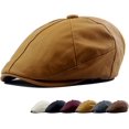 thumbnail image 1 of Gorra clásica de cuero para hombre, estilo vendedor de periódicos, estilo Ivy, plana, de taxista irlandés, Gatsby, de pesca, de golf, talla M., 1 of 5