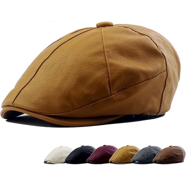 Gorra clásica de cuero para hombre, estilo vendedor de periódicos, estilo Ivy, plana, de taxista irlandés, Gatsby, de pesca, de golf, talla M.