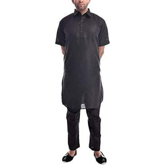 Royal Kurta Mens Cotton Short Sleeved Pathani Suit