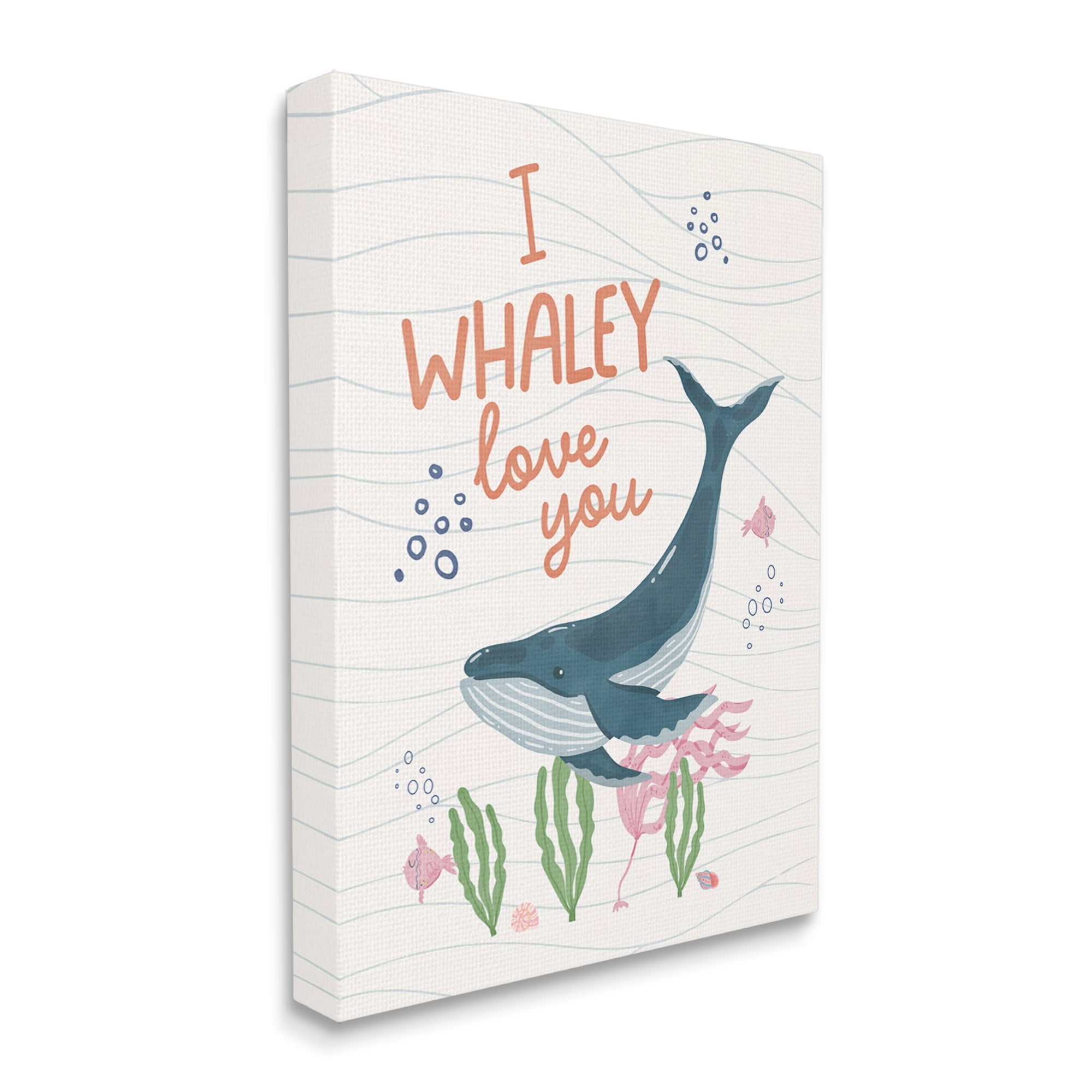 Stupell Industries Whaley Love You Typography Quirky Ocean Whale , 24 x 30, Design by Nina Blue