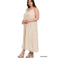 thumbnail image 3 of Zenana Women & Plus Relaxed Fit V-Neck Cami Full Length Tiered Boho Maxi Long Dress w/ Side Pockets, 3 of 5