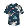 thumbnail image 3 of Uemuo Friendly Smiling Sharks Printed Regular Fit Short Sleeve Casual Hawaiian Shirt for Men,Aloha shirt,Tropical shirt,Floral print shirt,Vacation Beach shirt-Small, 3 of 9