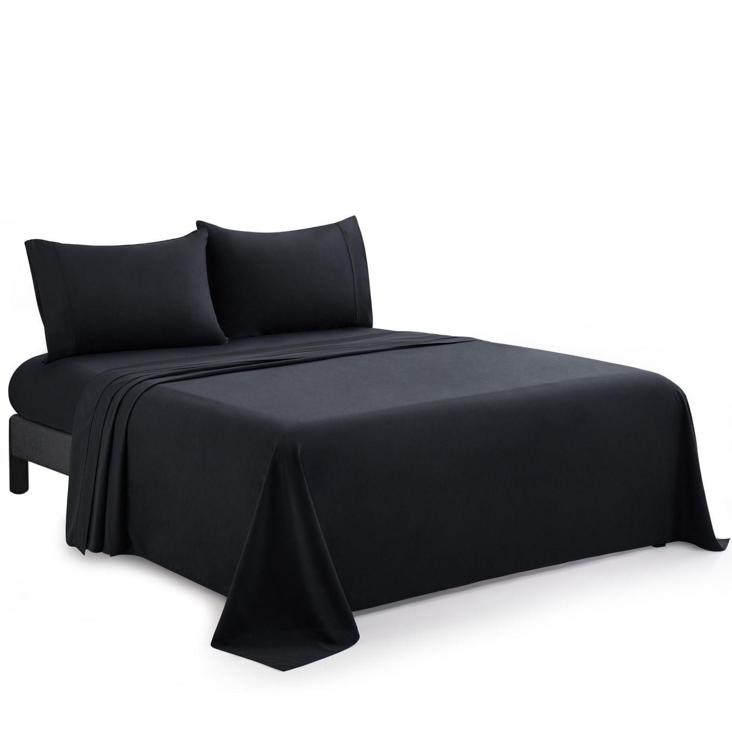 Literie Marina Decoration, 600 fils/cm², ultra douce, à poches profondes, en coton percale à fibres longues, toutes saisons, couleur noire