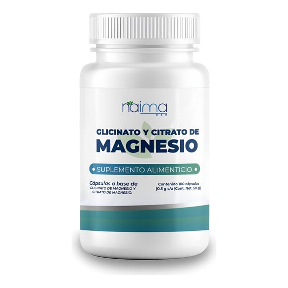 Citrato de Magnesio y Glicinato de Magnesio 100 Cápsulas, NAIMA