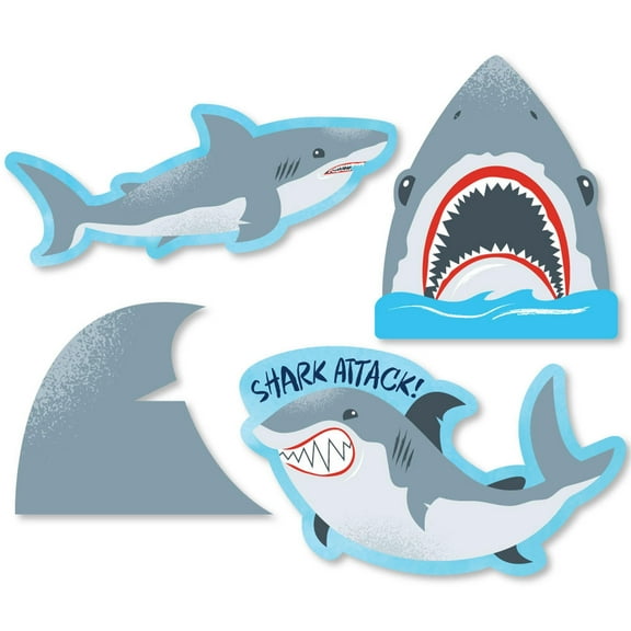 Big Dot of Happiness Shark Zone - DIY Shaped Jawsome Party or Birthday Party Cut-Outs - 24 Count