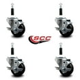 thumbnail image 2 of 3 Inch Soft Rubber Swivel 7/8 Inch Expanding Stem Caster Set with Brake SCC, 2 of 2