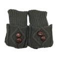 thumbnail image 4 of 1Pairs Womens Boot Cuffs Knitted Slouch Button Design Slim Winter Warm Punk Boot dark gray, 4 of 9