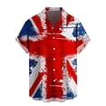 thumbnail image 3 of Camisetas con estampado de bandera del Día de la Independencia para hombre, camisetas con botones personalizadas con impresión digital 3D, camisetas de playa de manga corta de gran tamaño, 3 of 5