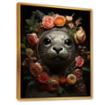 thumbnail image 2 of Designart "Harbor Seal Blooms in Floral Display I" Animals Framed Wall Art - Coastal Pink Coastal Animal Entryway Framed Wall Art Print, 2 of 6