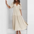 thumbnail image 3 of Vestido ajustado con mangas abullonadas Vintage para mujer Vestido largo sexy Color sólido Traje diario FLhrweasw Nuevo, 3 of 9
