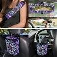 thumbnail image 4 of Yuyamidu Boho Mandala Flower Car Seat Covers Full Set of 15 Purple Auto Steering Wheel Cover Seat Belt Pads Coasters Trash Bin Hanging Storage Bag Cup Holders Rearview Mirror Cover Key Ring, 4 of 7