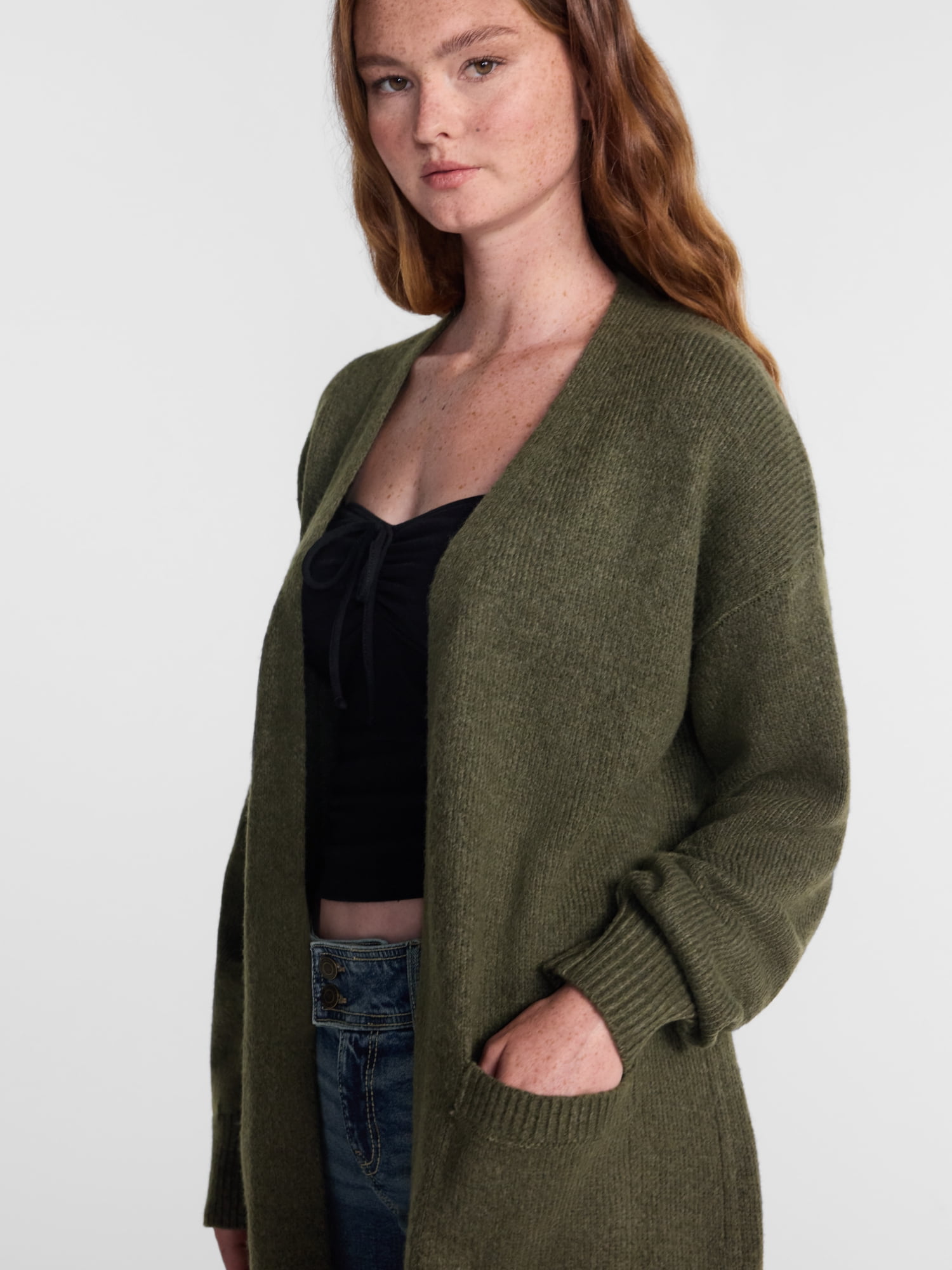 No Boundaries Open Front Duster Cardigan, Midweight, Women's and Women’s Plus XXS-4X