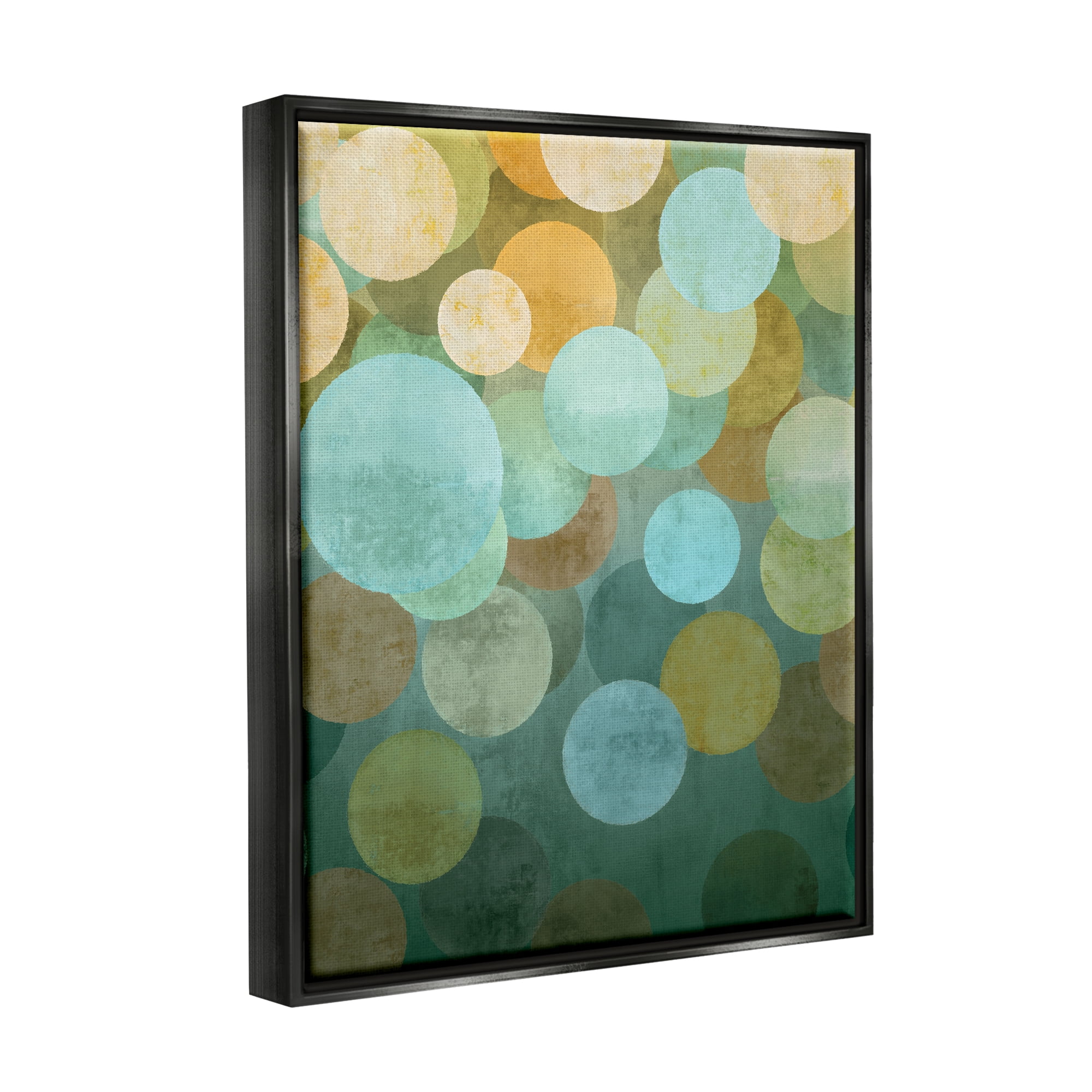 Stupell Industries Geometric Gradient Circles Abstract Painting Black Floater Framed Art Print Wall Art, 25 x 31
