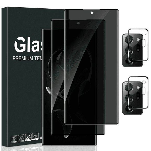  4 Pack for Samsung Galaxy Note 20 Ultra - 2 Pack Privacy  Screen Protector [Anti-Peeping] and 2 Pack Camera Lens Protector Works with Fingerprint