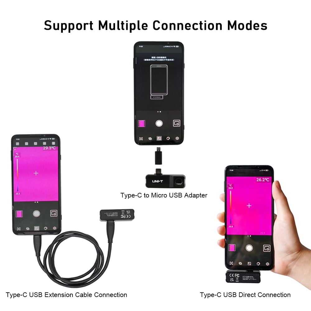 Thermal Imager,Camera Android Type-c Thermometer Thermal Type C Infrared Thermal Zvs Coil Thermal Type-c Thermometer Infrared Camera Coil Driver Uti120mobile Infrared Black for Android Phones