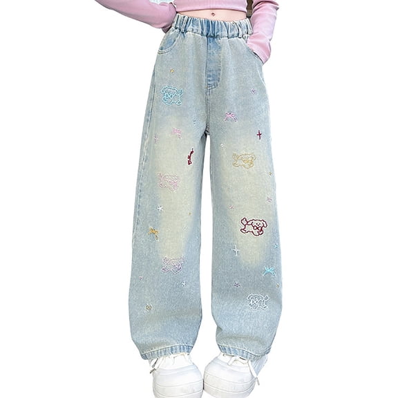 XIYNBAOK Low Rise Skinny Jeans Girls Size 12 Jeans High Waisted Straight Leg Jeans Plus Size Yoga Pants with Pockets Clothes for Teens Girls Clothes, Blue 11-12 Years