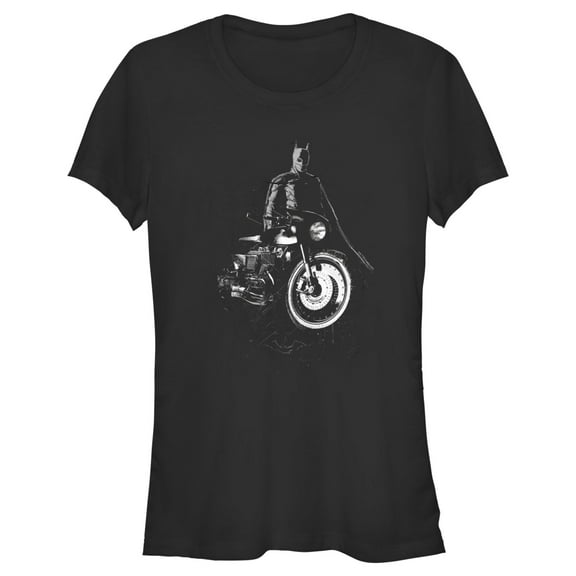 Junior's The Batman Batcycle in the Shadows  Graphic Tee Black Large
