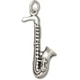 thumbnail image 1 of Sterling Silver 18" 1.2mm Box Chain 3D Saxophone Instrument Pendant Necklace, 1 of 2