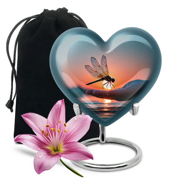 KARYLIZ Dragonfly Urns For Human Ashes Adult Man, Urn for Ashes, Large Urns for Human Ash, Heart Shaped Funeral & Burial Cremation for Adult, Decorative Gift for Father