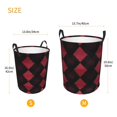 thumbnail image 3 of Circular Hamper Single Layer Laundry Basket Storage Basket Waterproof Single Layer Fabric With Handle Pe Support Strip Argyle Plaid Darkred_1 Medium, 3 of 8