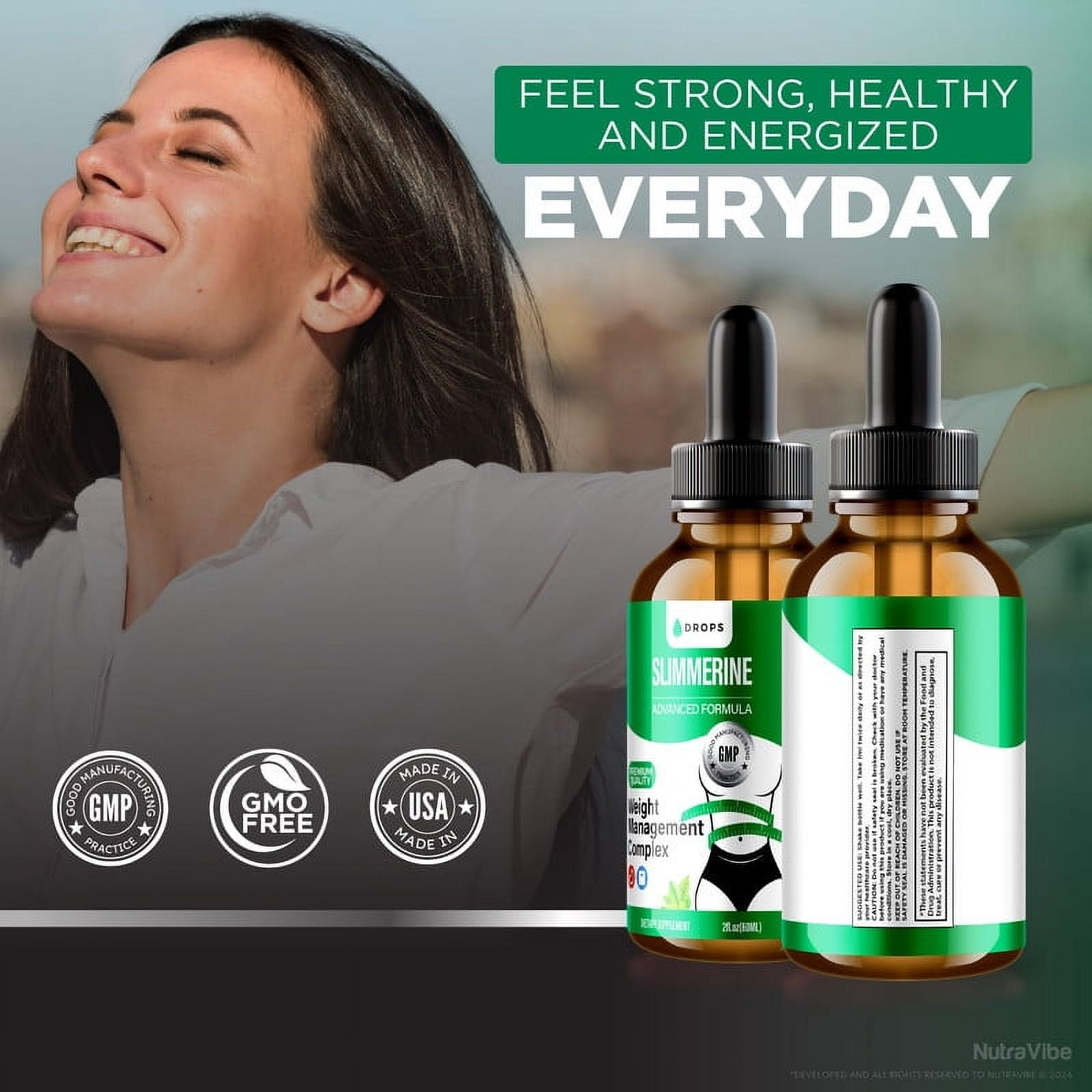 (2 Pack) Slimmerine Drops, All Natural Liquid Supplement to Achieve Body Goals, Maximum Strength Formula for Energy and Overall Health, Slimm Rine Droppers, Official Gotas Reviews (120 Servings)
