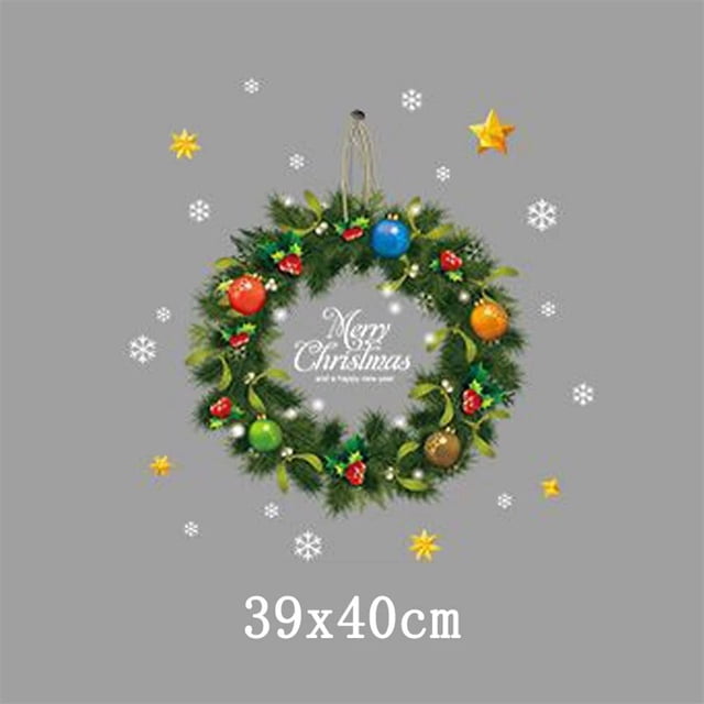 Pegatinas de pared con temática navideña, calcomanía de cristal para ventana de supermercado, decoración navideña