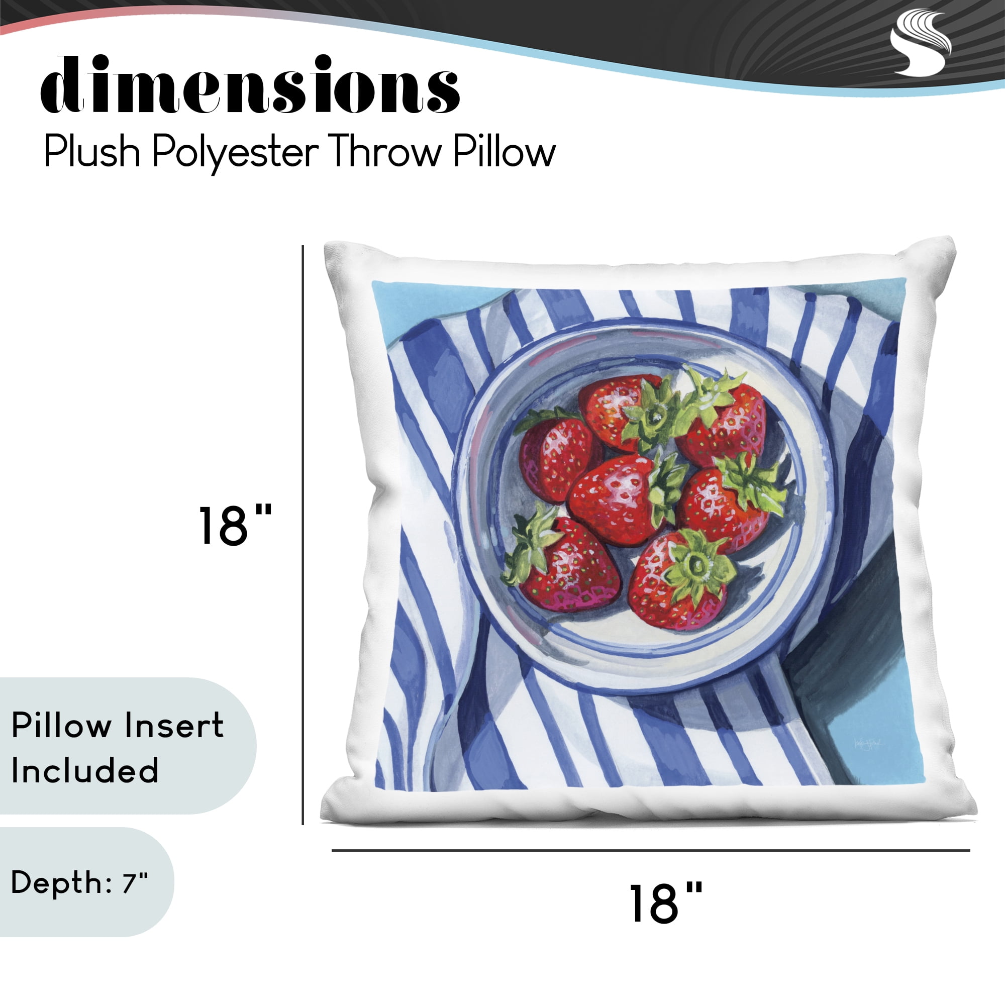 Stupell Industries Fresh Picked Kitchen Strawberries Decorative Printed Throw Pillow, design by Kate Jarvik Birch