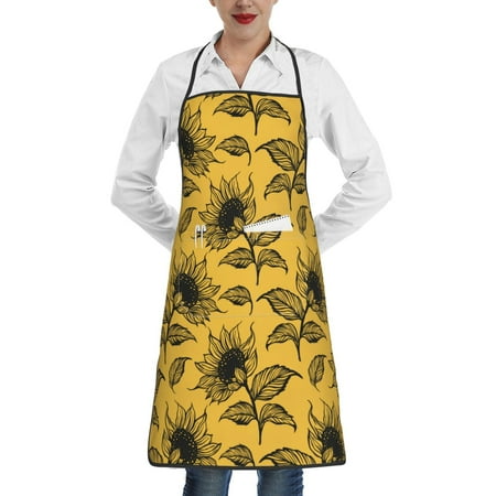 

Rocae Autumn Sunflower for Kitchen Aprons for Women Adjustable Cooking Kitchen Chef Apron for Men with Pockets